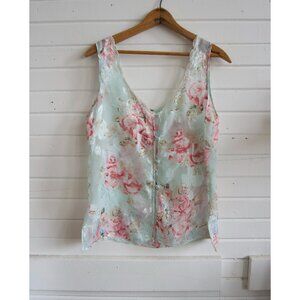 Vintage Sheer Floral Seafoam Cami